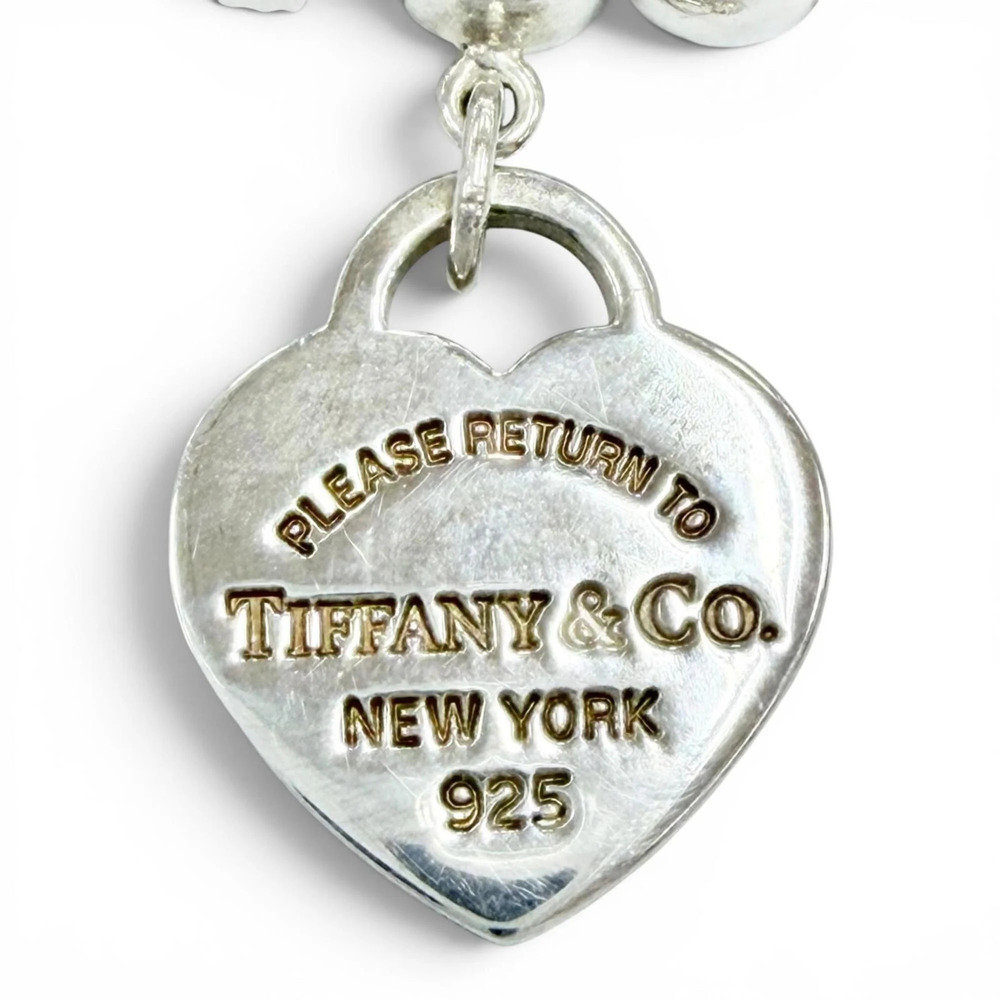 TIFFANY Authentic Pink Heart Charm Bracelet - Picture 4 of 9